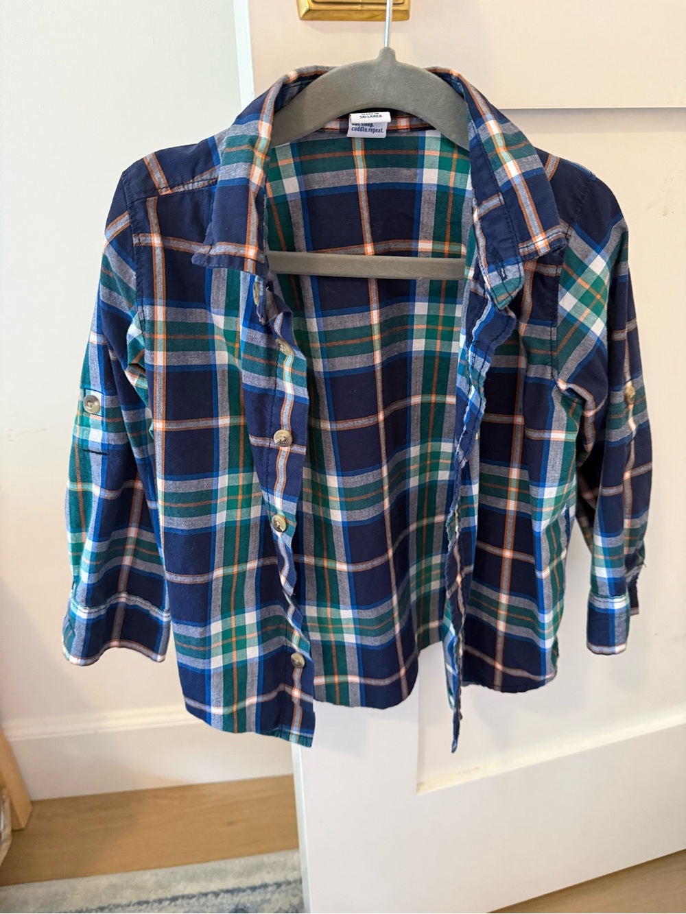 Old Navy Blue and Green Plaid Button-Down Shirt